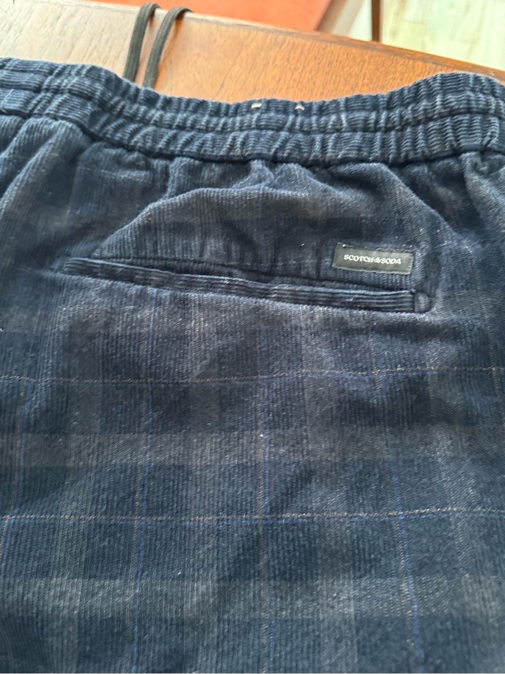 Scotch & Soda Black Corduroy Plaid Drawstring Pants - Picture 7 of 7
